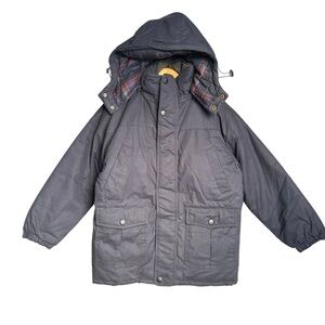 Vintage Ice Force Winter Coat Jacket Boys 14 Navy Plaid Fleece Lined NWT